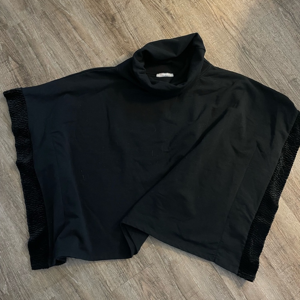 Elegant Black Turtleneck Poncho